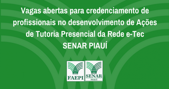 SENAR-PI abre inscrições para tutores presenciais